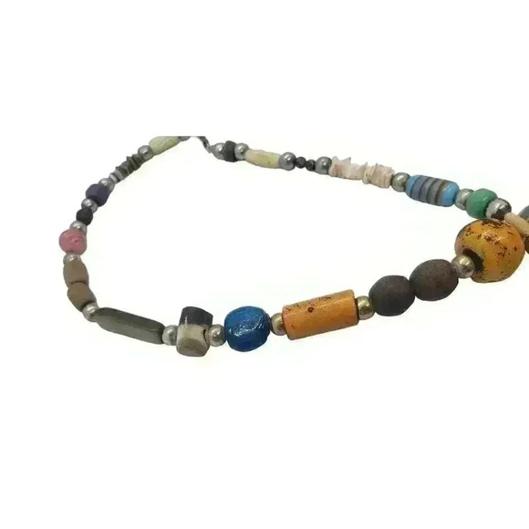 Vtg Bead Necklace Native Boho Fetish Heishi Scarab Shell Wood Murano Coral - Picture 5 of 8
